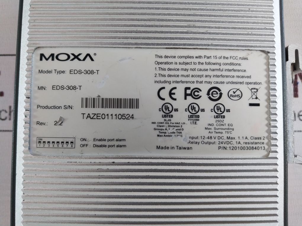 Moxa Eds-308-t Industrial Ethernet Device Switch Class 2 24 Vdc