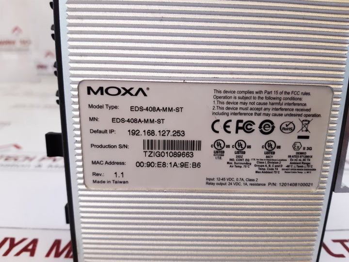 Moxa Eds-408A-mm-st Rev-1.1 Etherdevice Switch ,1201408100021
