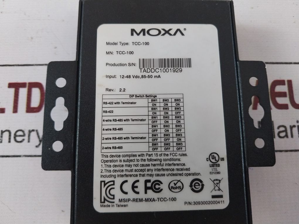 Moxa Tcc-100 Rs-232 To Rs-422/485 Converter Rev.2.2