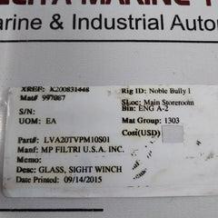 Mp Filtri Lva20Tvpm10S01 Sight Winch Glass