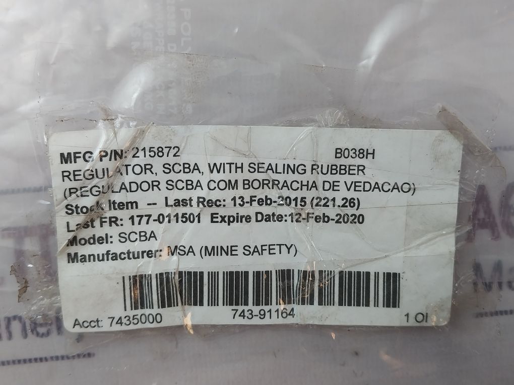 Msa M18X1.5 Air 0-40 Mpa Pressure Regulator Scba Sealing Rubber