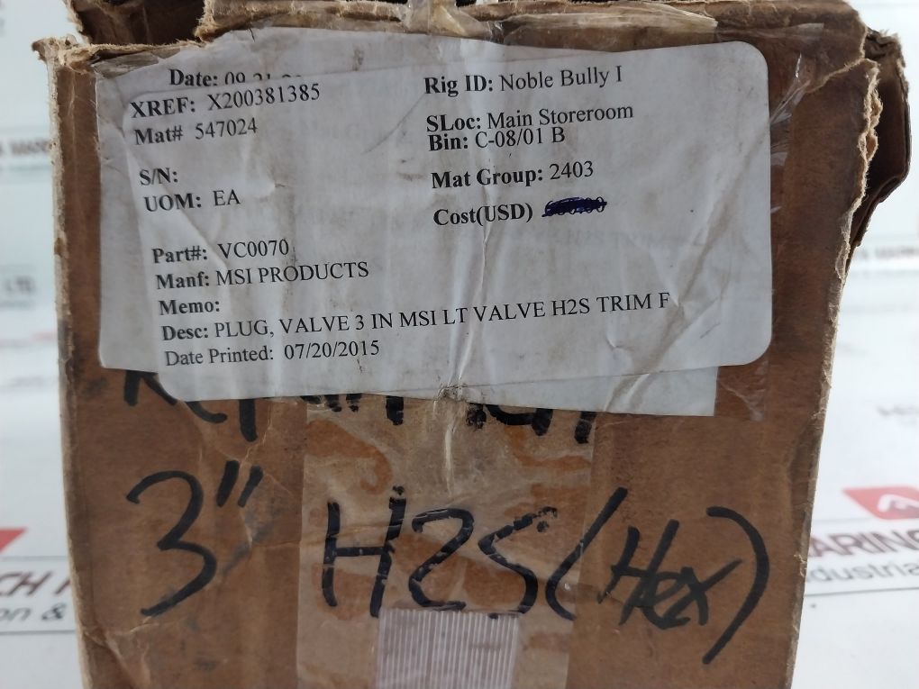 Msi Vc0070 Plug Valve