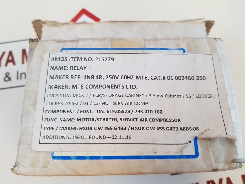 Mte 4N8 4R Relay 250V,60Hz 