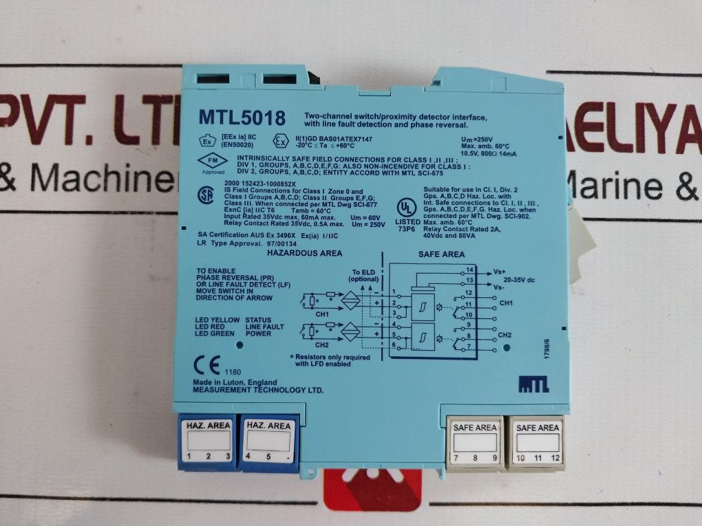 Mtl 5018 Two-channel Switch/Proximity Detector Interface