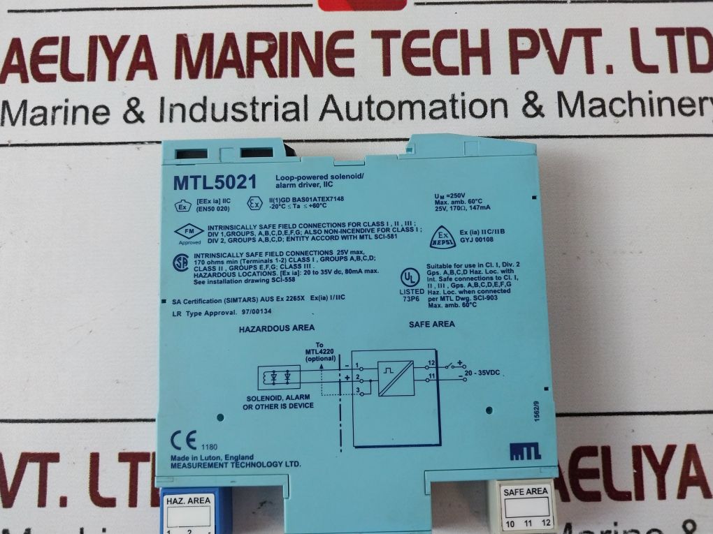Mtl 5021 Loop-powered Solenoid/ Alarm Driver 25V, 170ω, 147Ma