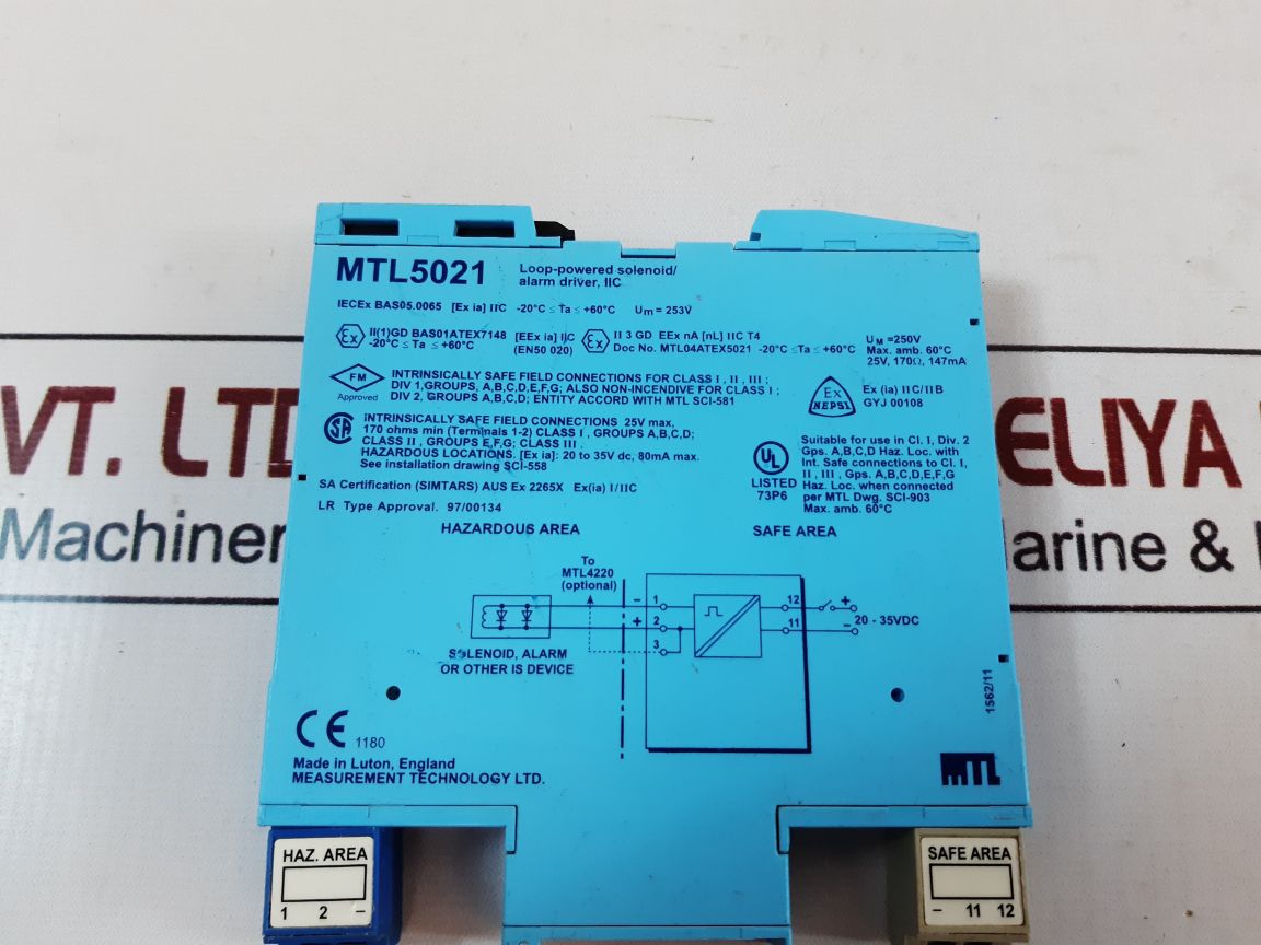 Mtl Mtl5021 Loop-powered Solenoid/ Alarm Driver 25V, 170Ohm