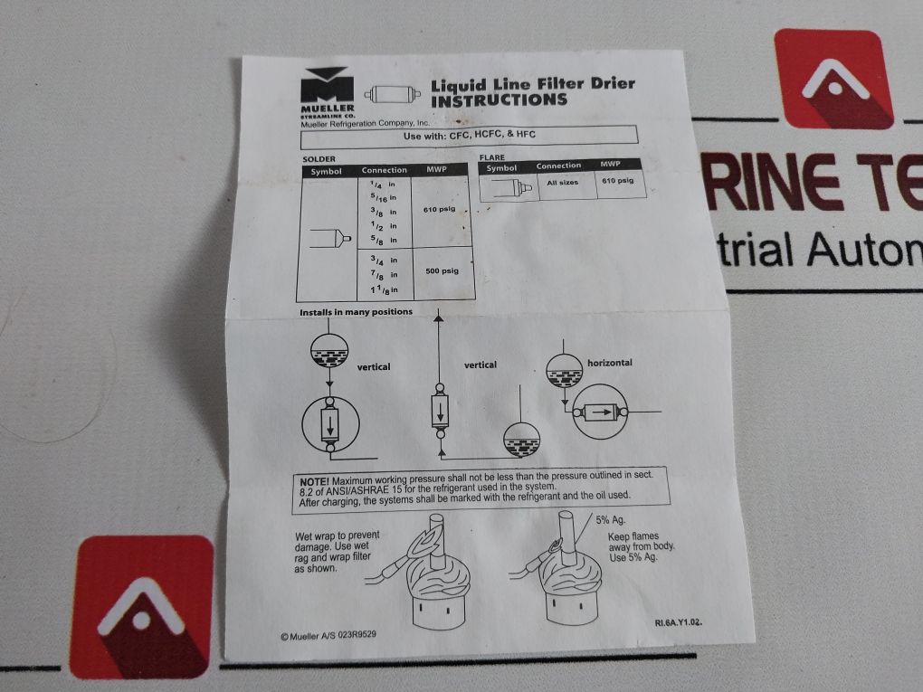 Mueller A 16613/Fl-163 Refrigerant Liquid Line Filter Drier
