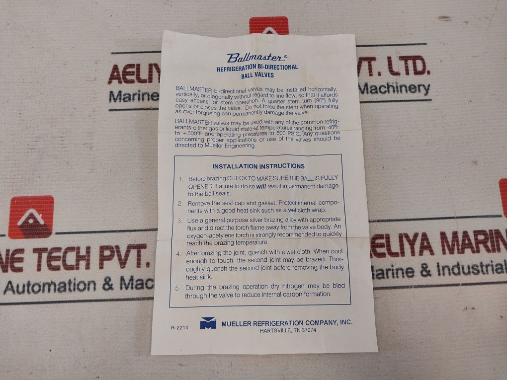 Mueller N-2351 Bi-directional Ball Valve 500 Psig