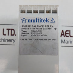 Multitek M200-pb1 3Phase Balance Relay 3Phase 3/4W Trip