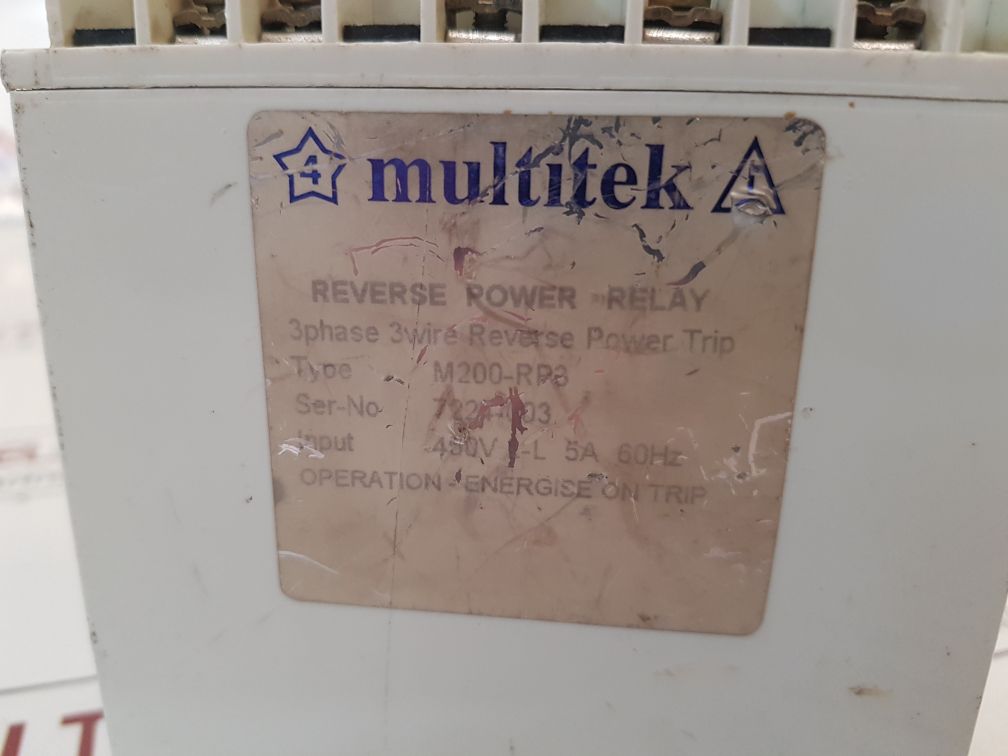 Multitek M200-rp3 Reverse Power Relay 450V L-l 5A 60Hz
