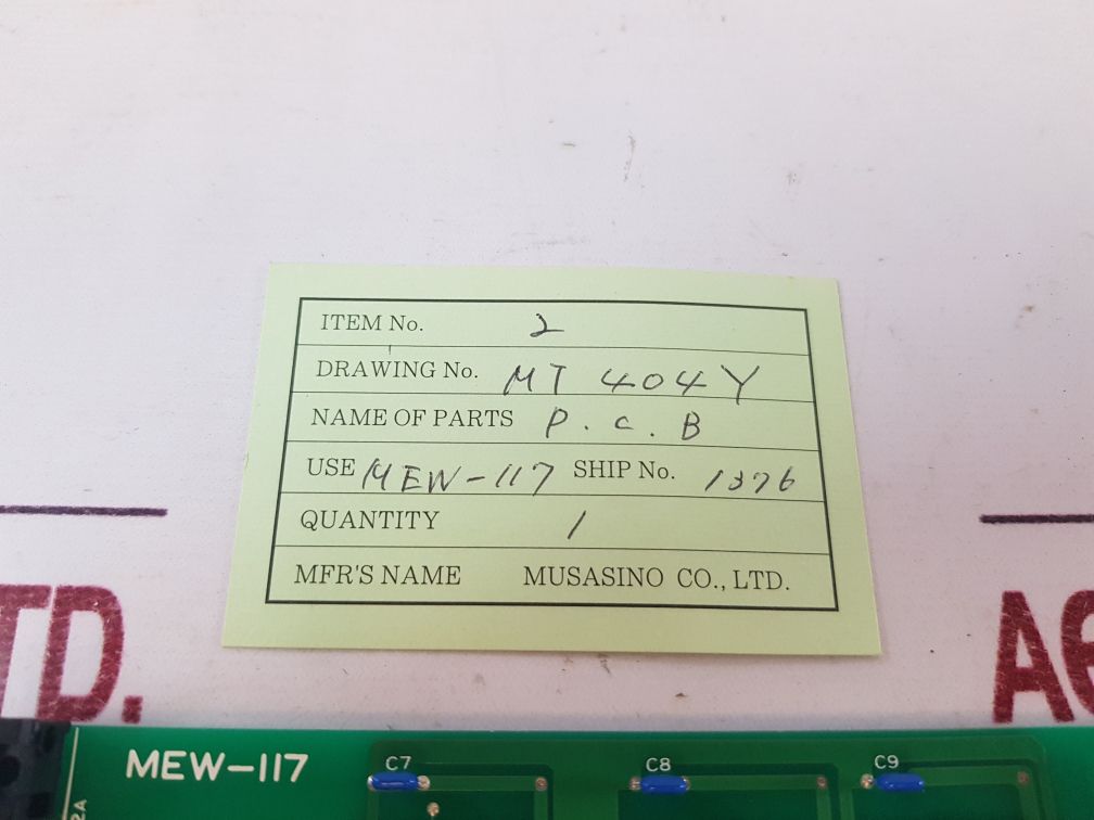 Musasino Mew-117 Pcb Card