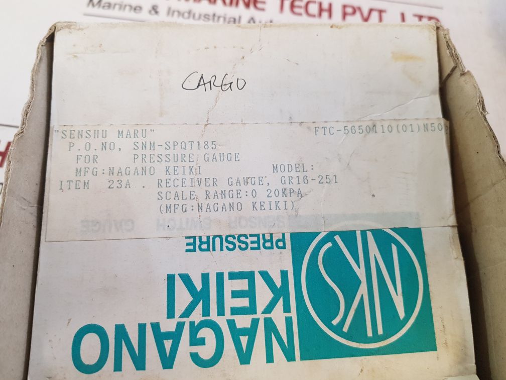 Nagano Keiki Gr16-251 Pressure Gauge 20~100 Kpa