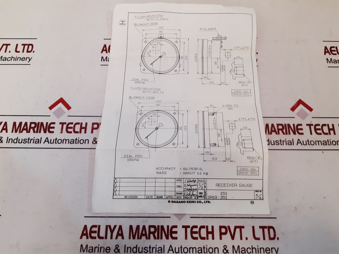 Nagano Keiki Gr19-151 Pressure Sensor Switch Gauge