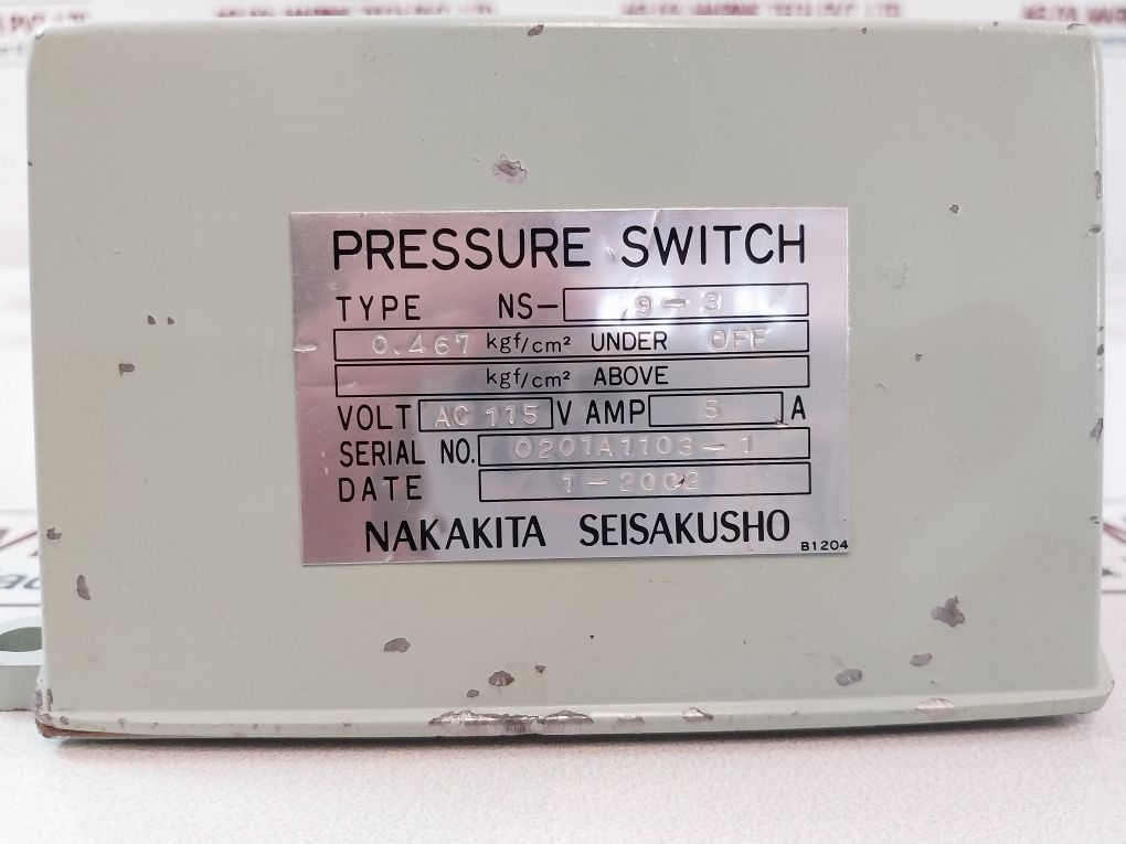 Nakakita Seisakusho Ns-9-3 Pressure Switch Volt Ac 115V Amp 5A