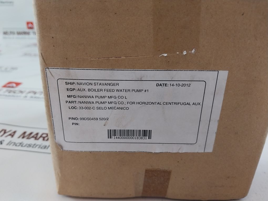 Naniwa Pump 99Ds0459 5202 Aux. Boiler Feed Water Pump Kit
