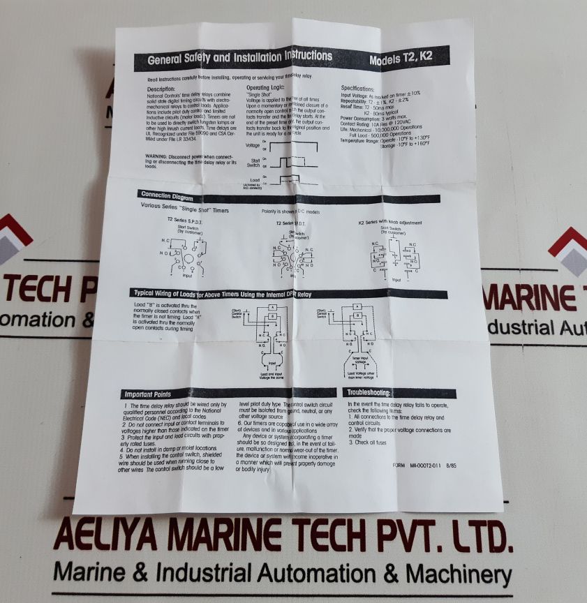 National Controls T2K-00060-467 Solid State Timer
