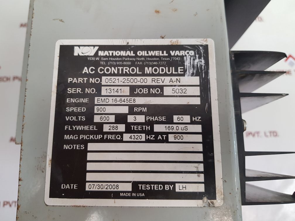 National Oilwell Varco 0521-2500-00 Rev. A-n Ac Control Module