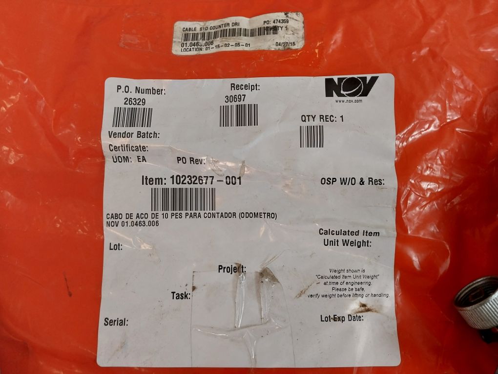 National Oilwell Varco 10232677-001 Cable Std Counter Drive 10’