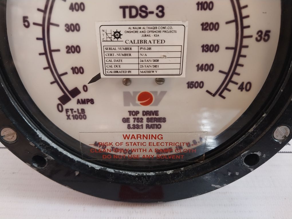 National Oilwell Varco Ge 752 Series Tds-3 Top Drive Gauge