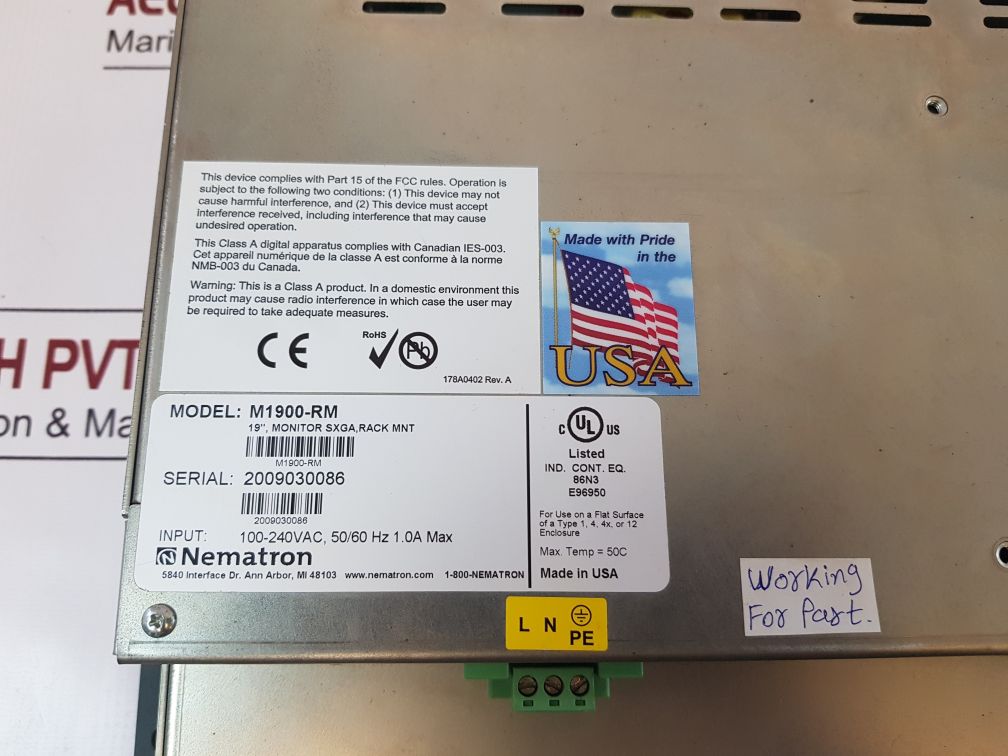 Nematron M1900-rm 19” Monitor Display