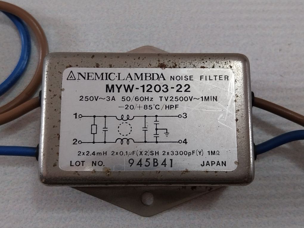 Nemic-lambda Myw-1203-22 Noise Filter 250V~ 3A 50/60Hz