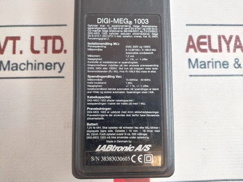 New Instruments Digi-meg 1003 Digital Electronic Meter 15-600Vac 40-60Hz