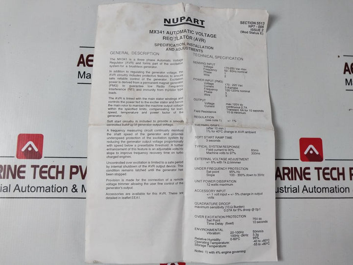 Newage Mx341 Avr [E000-23410] Automatic Voltage Regulator