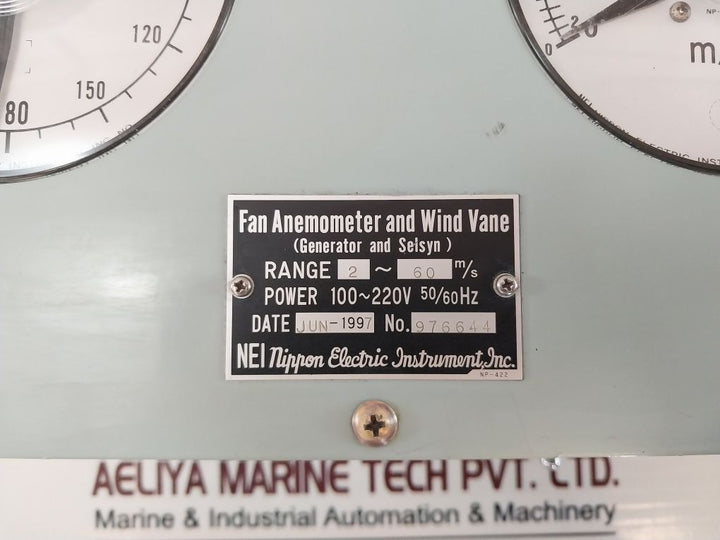 Nippon Electric 976644 Fan Anemometer And Wind Vane 100-220 Vac