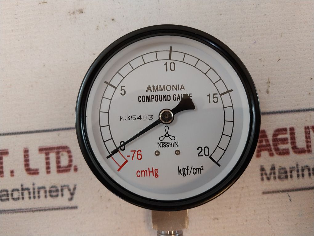 Nisshin 0-20 Kgf/Cm2 Ammonia Compound Pressure Gauge