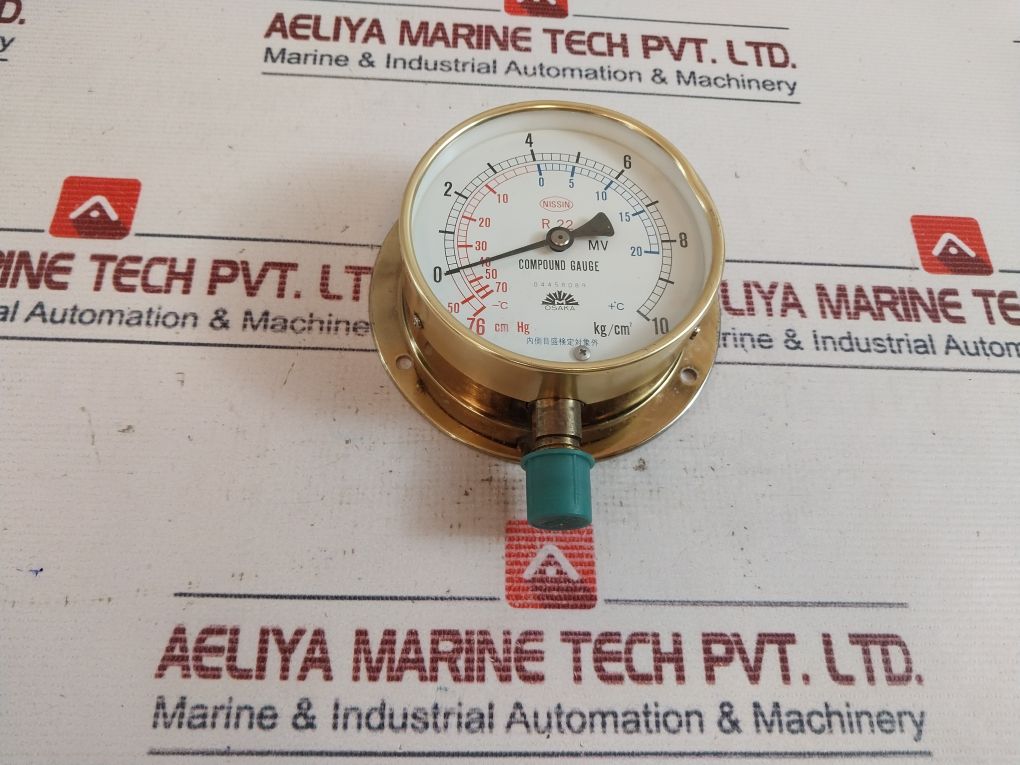 Nisshin Cm Hg 76, 50-0-10 Kg/Cm2 Pressure Gauge