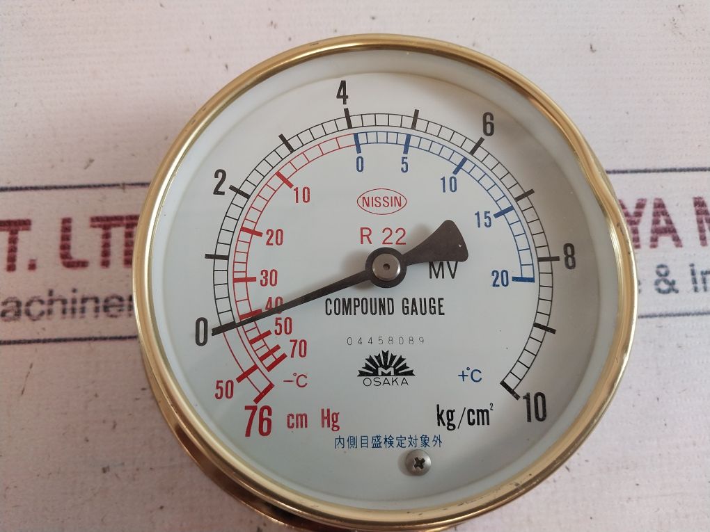 Nisshin Cm Hg 76, 50-0-10 Kg/Cm2 Pressure Gauge