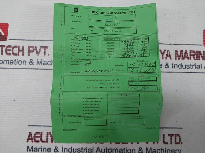 Nor Control Ssu 8810 Safety System Unit 24Vdc