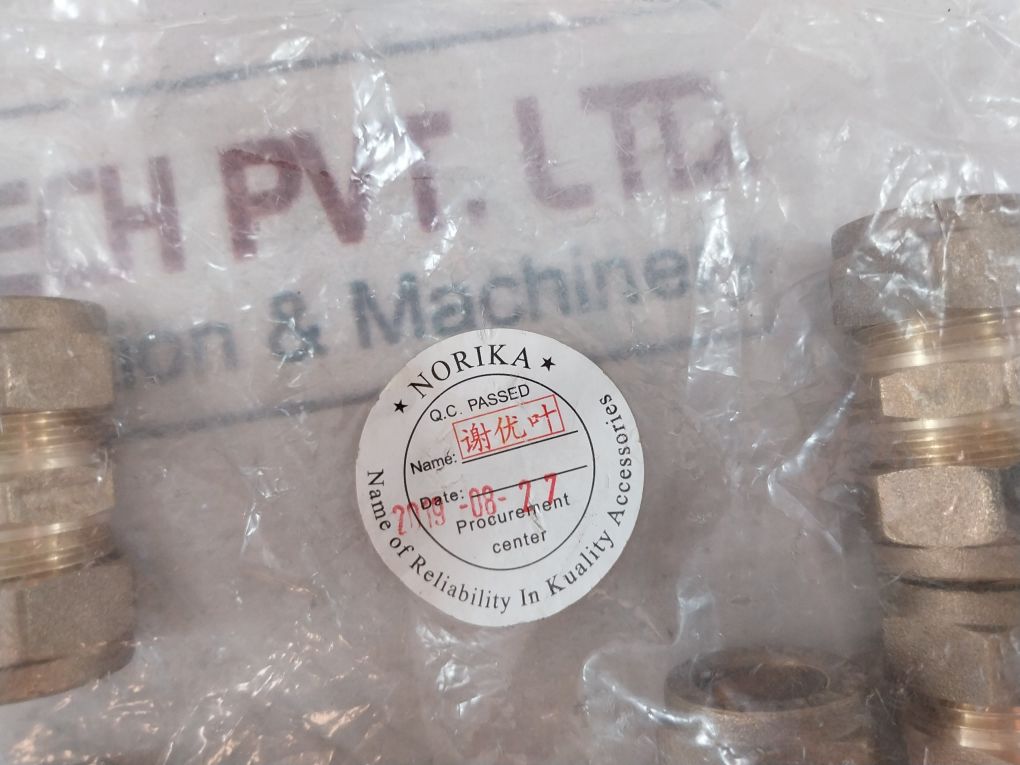 Lot of 9x Norika En1254-2 Brass Flareless Unions-15 Mm