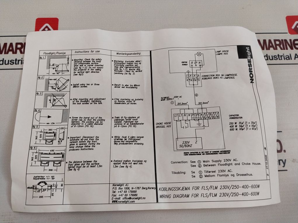 Norselight 1109011 Choke Housing For Hs/Hi Lamps 250W 220V 60Hz
