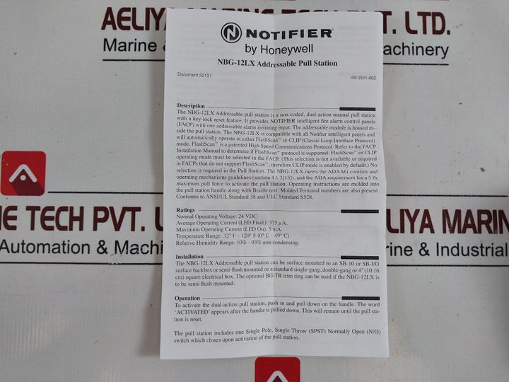 Notifier Nbg-12Lx Pull Station Fire Alarm