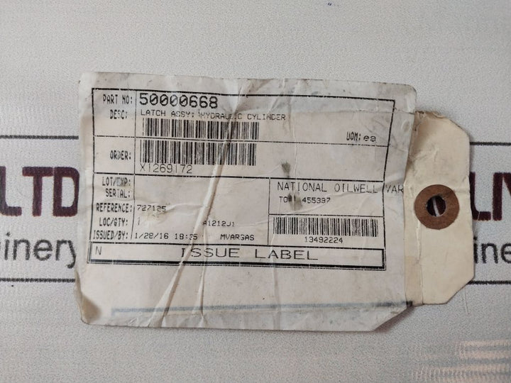 Nov 50000668 Latch Hydraulic Cylinder 10140388-001