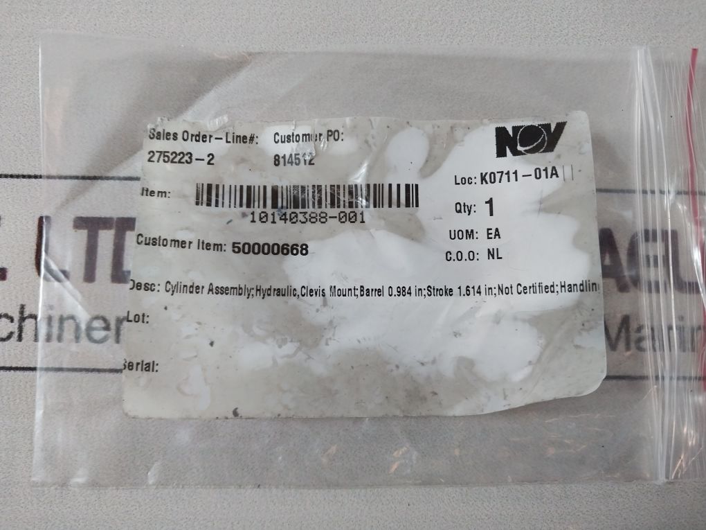 Nov 50000668 Latch Hydraulic Cylinder 10140388-001