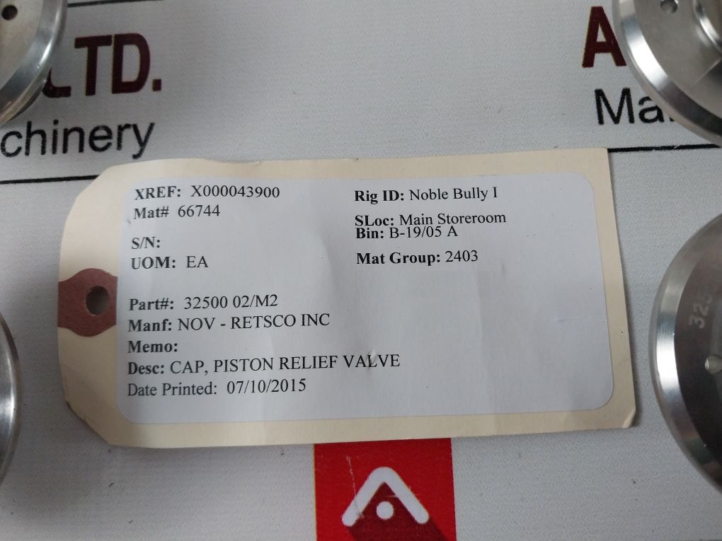 Nov 32500-02/M2 Relief Valve Piston Cap