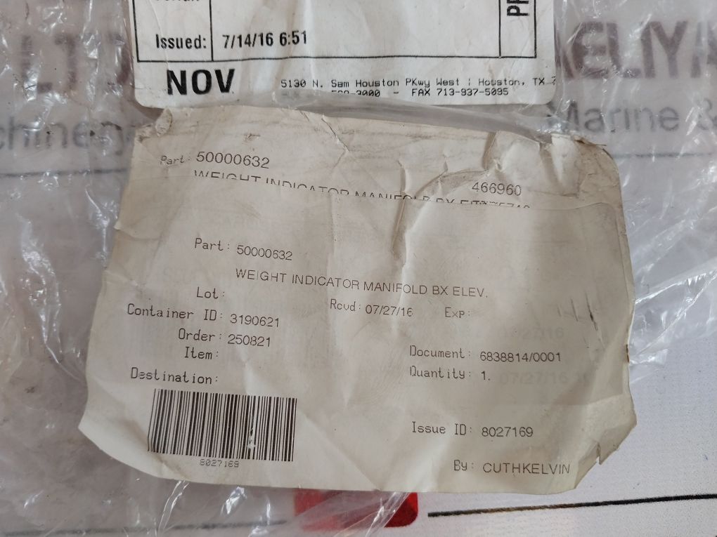 Nov 50000632 Weight Indicator Manifold Bx Elevator