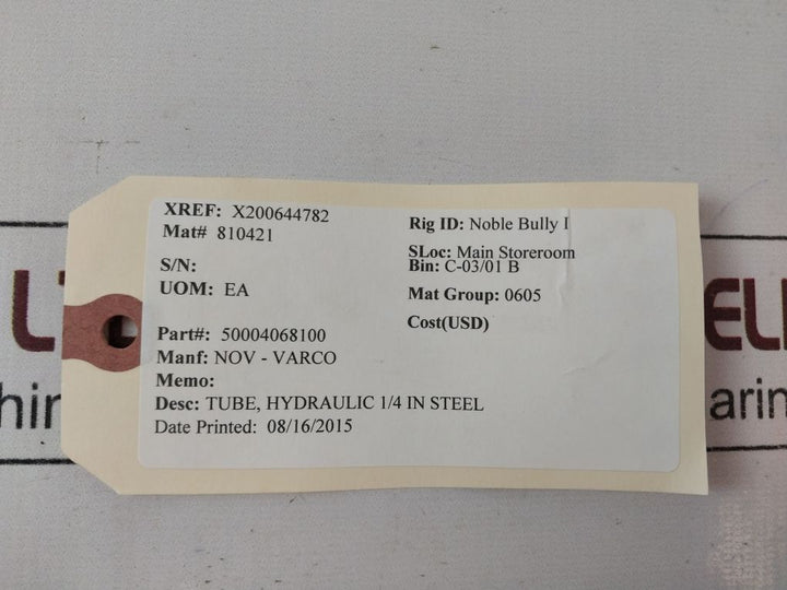 Lot Of 2X Nov/Hyuat 50004068100 Hydraulic Steel Tube 1/4 In