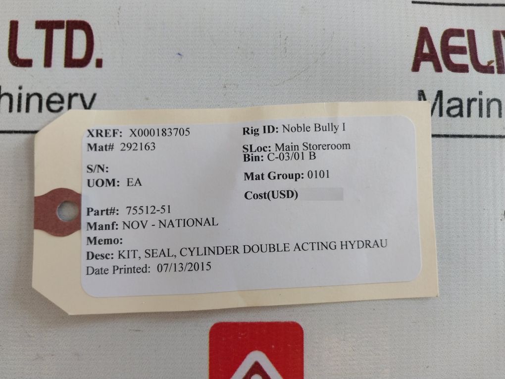 Nov 75512-51 Cylinder Double Acting Hydrau Seal Kit