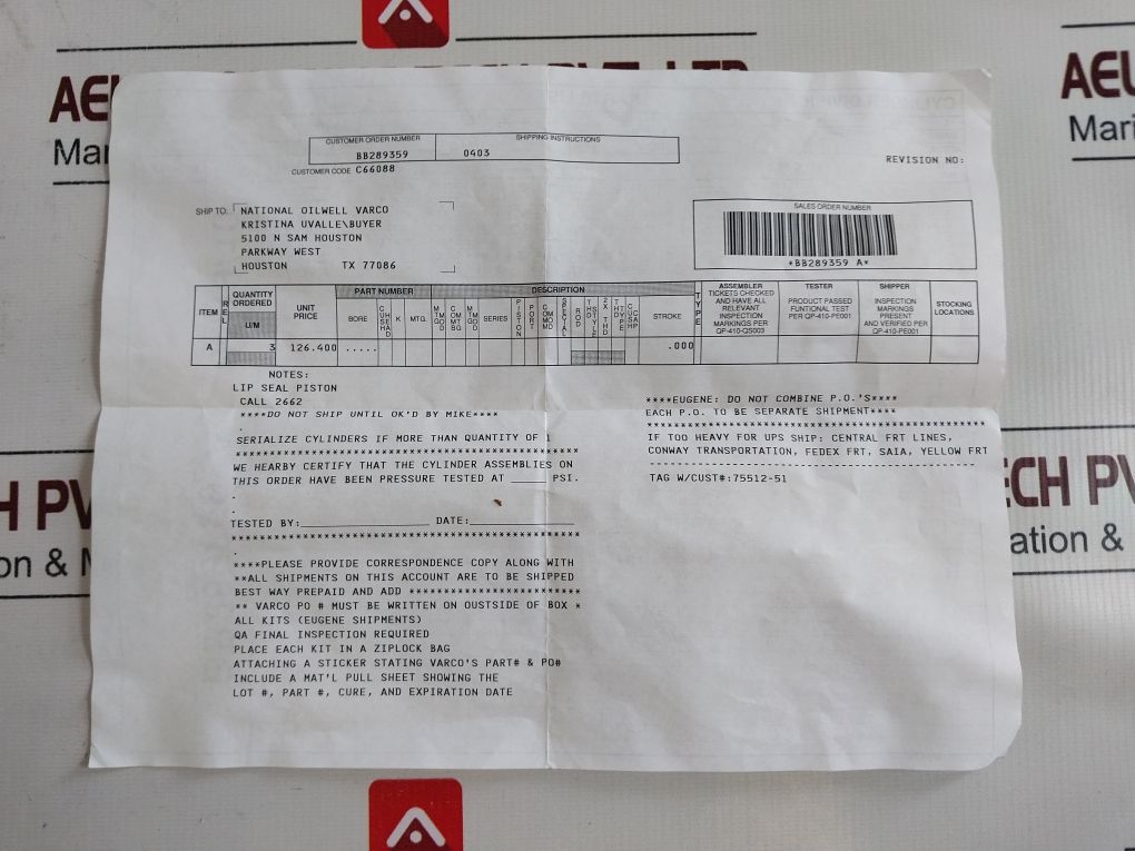 Nov 75512-51 Cylinder Double Acting Hydrau Seal Kit