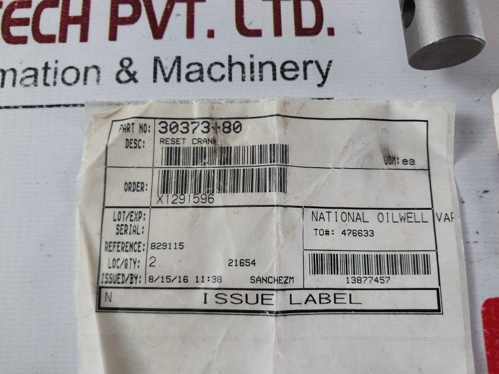 Nov H30373 Rev. A Handle Valve