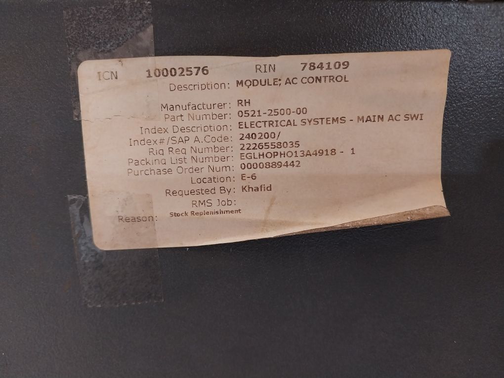 Nov/ Ross Hill 10050140-001 Ac Control Module 600 Volts 3 Phase 60 Hz