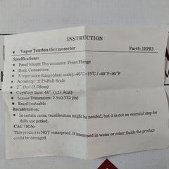 Nsf 1Epe3 Analog Panel Mount Thermometer 40°F~60°F