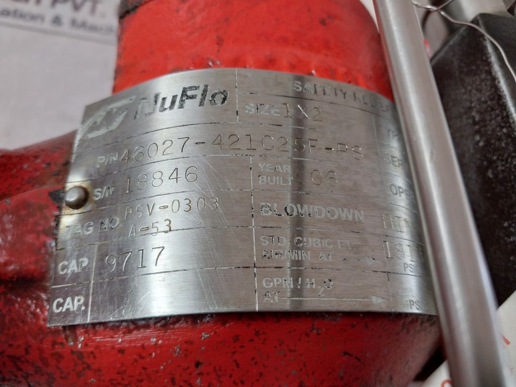 Nuflo Swagelok 46027-421C25F-ps Pilot-operated Safety Relief Valve