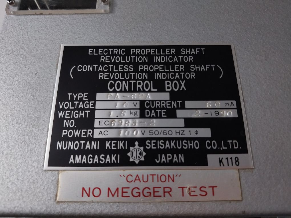 Nunotani Pa-spa Electric Propeller Shaft Revolution Indicator Control Box 10V