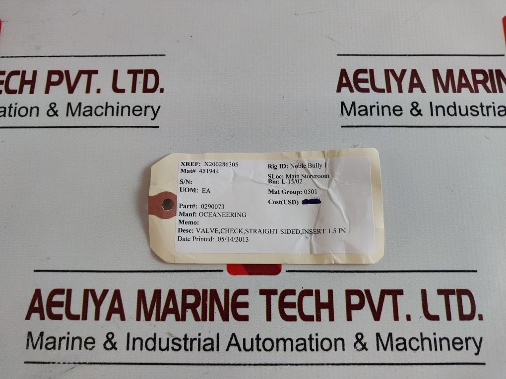 Oceaneering 0290073 Check Valve Sijss