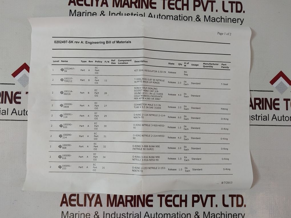 Oceaneering 0296048-rk 1/2 In Regulator Repair Kit