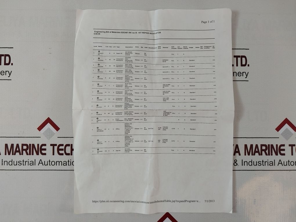 Oceaneering 0296048-rk 1/2 In Regulator Repair Kit